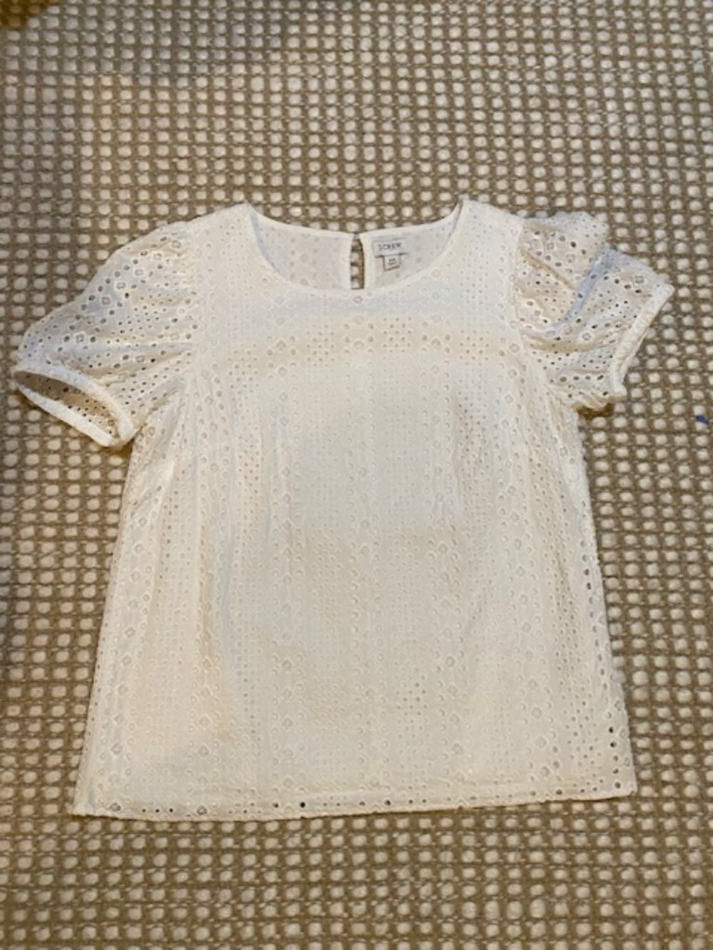 J.Crew Cream Eyelet Top with Puff Sleeves | Size XS